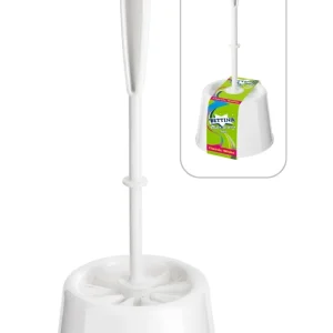 WHITE PLASTIC TOILET BRUSH SET